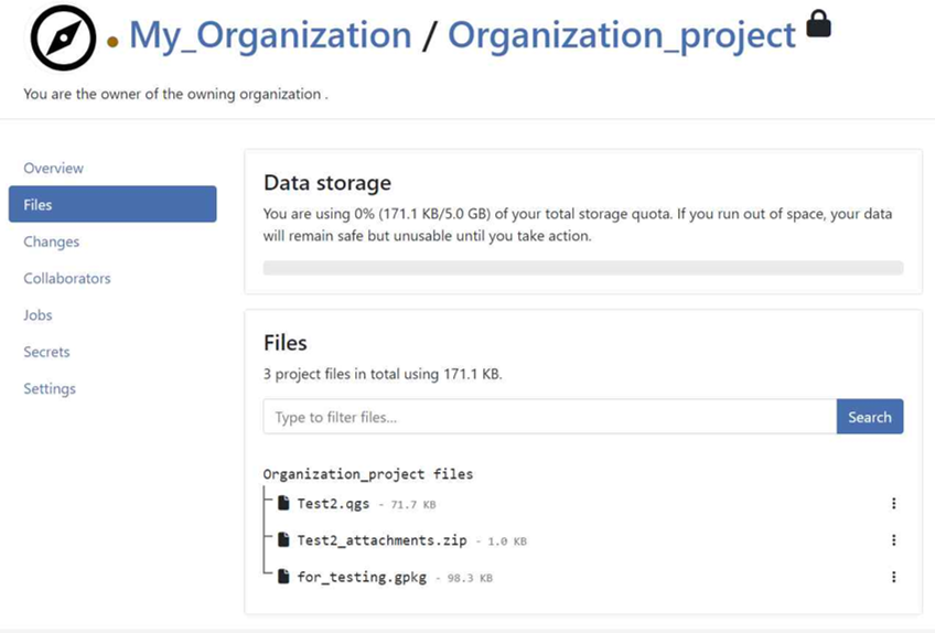 Project files over view in QFieldCloud