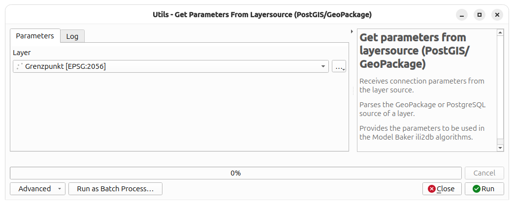 Get parameters from layersource