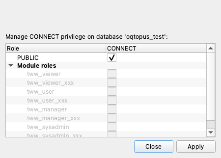 Database access dialog