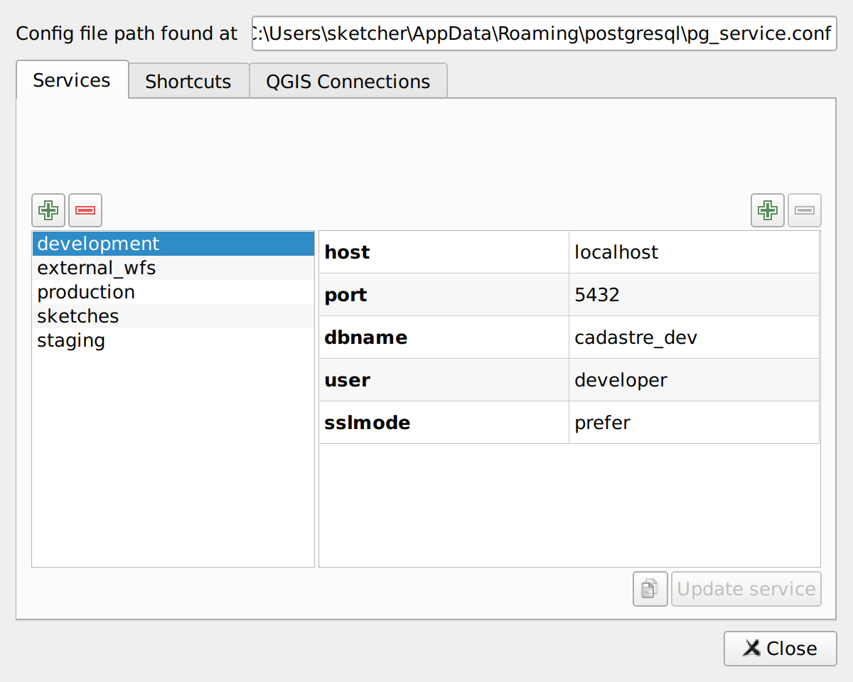Duplicate service context menu